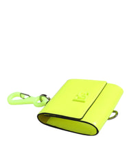Dolce & Gabbana Yellow Green Bifold DG Logo Neck Strap Cardholder Wallet - Card Cases