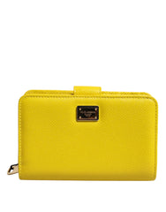Dolce & Gabbana Yellow Leather Bifold Continental Clutch Wallet - Wallets