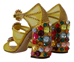 Dolce & Gabbana Yellow Leather Crystal Ayers Sandals Shoes - EU36/US5.5