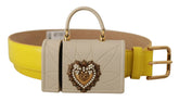 Dolce & Gabbana Yellow Leather Devotion Heart Micro Bag Headphones Belt - 70 cm / 28 Inches - Belts