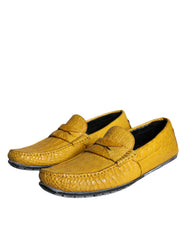 Dolce & Gabbana Yellow Leather Slip Mocassin Loafers Shoes - Flats