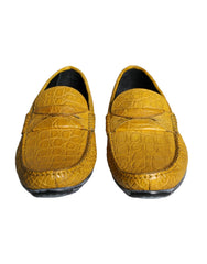 Dolce & Gabbana Yellow Leather Slip Mocassin Loafers Shoes - Flats