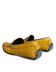 Dolce & Gabbana Yellow Leather Slip Mocassin Loafers Shoes - Flats