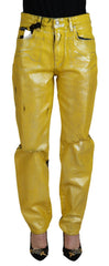 Dolce & Gabbana Yellow Leopard Cotton Straight Denim Jeans - IT40|S - Jeans