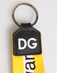 Dolce & Gabbana Yellow Logo Polyester Silver Brass Holder Keychain Keyring - Keychains