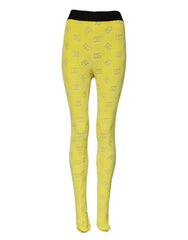 Dolce & Gabbana Yellow Logo Slim Fit Leggings Pants - IT40|S - Leggings