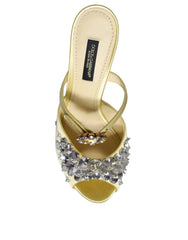 Dolce & Gabbana Yellow Mary Janes Satin Crystal Sandals Shoes - EU35/US4.5