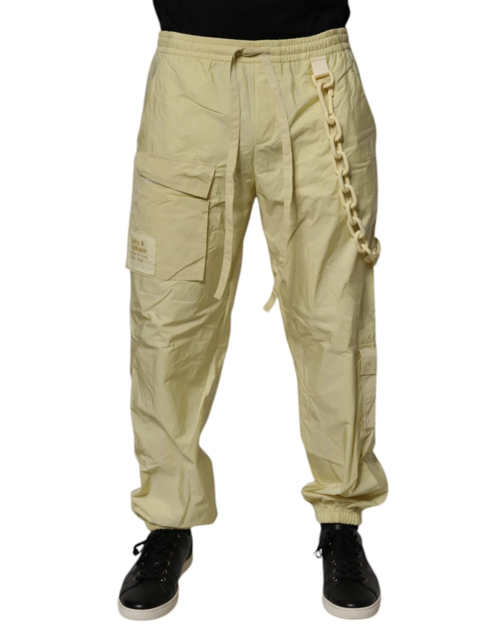 Dolce & Gabbana Yellow Nylon Cargo Chain Men Jogger Pants - IT48 | M - Cargo Pants