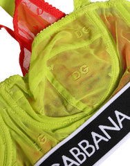 Soutien-gorge Dolce & Gabbana Jaune Nylon Dentelle Superposée Balconnet - IT2 | S