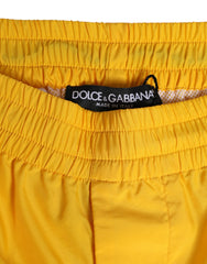 Dolce & Gabbana Yellow Nylon Logo Plaque Boxer Shorts Swimwear - IT48 | M - Swim Boxers