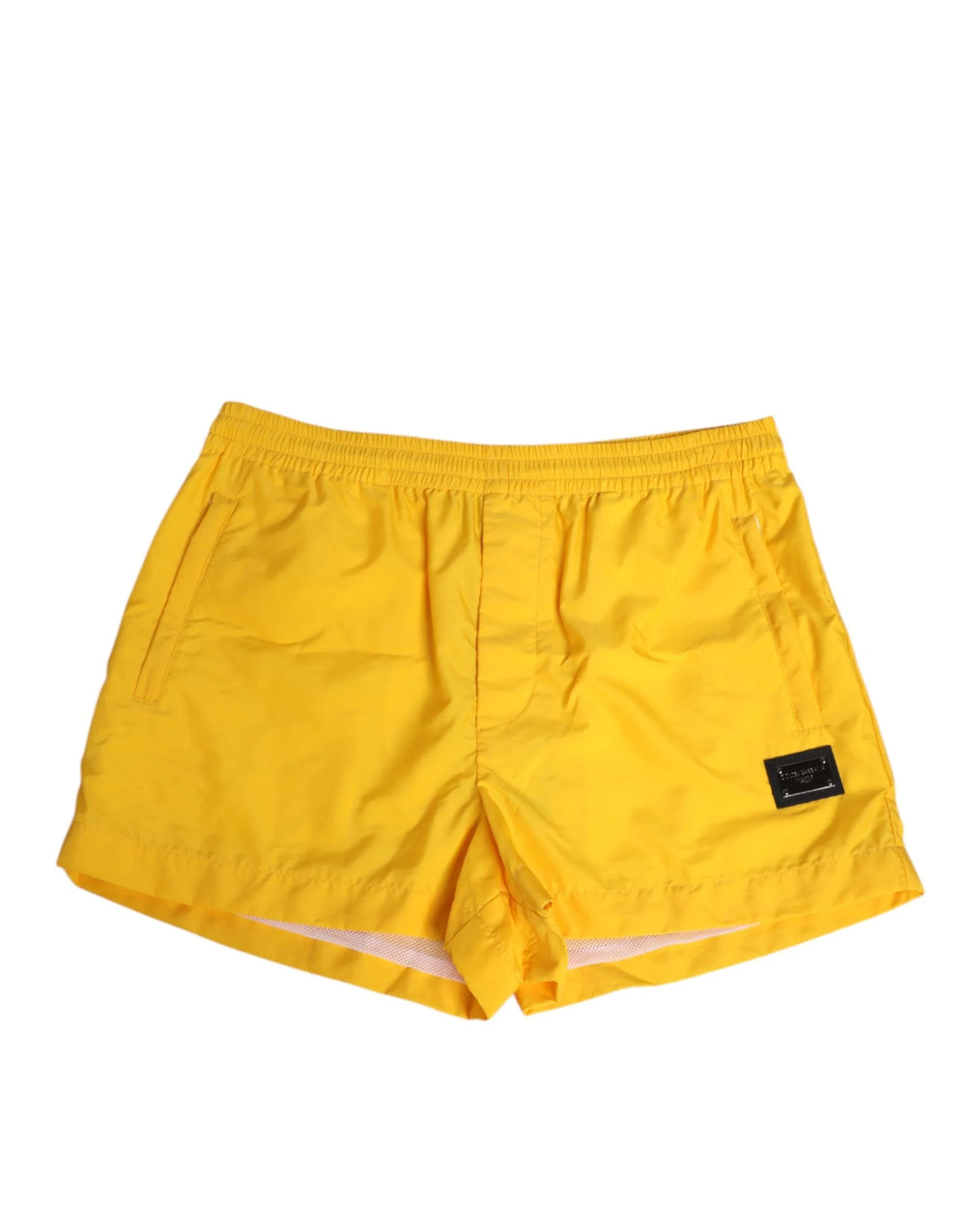 Dolce & Gabbana Yellow Nylon Logo Plaque Boxer Shorts Swimwear - IT48 | M - Swim Boxers