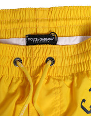 Dolce & Gabbana Yellow Nylon Logo Print Men Boxer Short Swimwear - IT4 | S - Swim Boxers