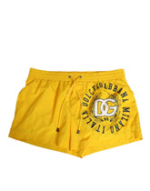 Dolce & Gabbana Yellow Nylon Logo Print Men Boxer Short Swimwear - IT4 | S - Swim Boxers