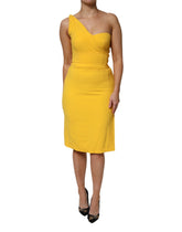 Dolce & Gabbana Yellow One Shoulder Side Slit Midi Dress - IT42|M - Dresses