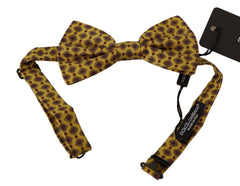 Dolce & Gabbana Yellow Patterned Silk Adjustable Neck Papillon Bow Tie - Neckties