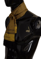 Dolce & Gabbana Yellow Patterned Silk Neck Wrap Fringe Scarf - Scarves & Shawls