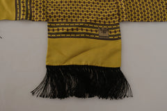 Dolce & Gabbana Yellow Patterned Silk Neck Wrap Fringe Scarf - Scarves & Shawls