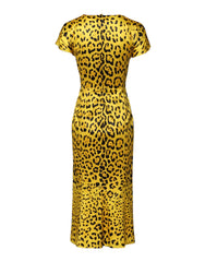 Dolce & Gabbana Yellow Polyester Leopard Midi Sheath Dress - Dresses