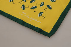 Dolce & Gabbana Yellow Printed DG Logo Square Mens Handkerchief Scarf - Scarves & Shawls