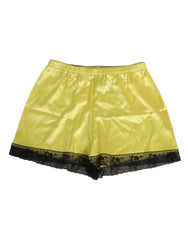 Dolce & Gabbana Yellow Satin Silk Mid Waist Underwear Shorts - IT2 | S - Boyshorts