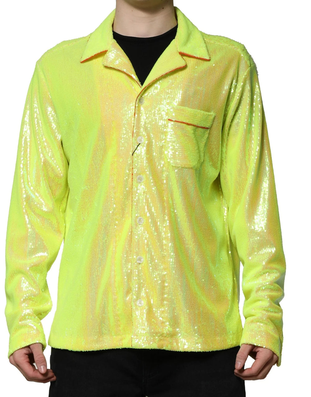 Dolce & Gabbana Yellow Sequin Polyester Lounge Casual Shirt - IT40 | M - Shirts