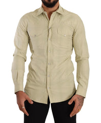 Dolce & Gabbana Yellow SICILIA Cotton Casual Slim Fit Shirt - IT39 | S - Shirts