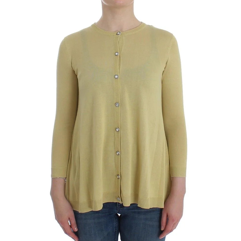 Dolce & Gabbana Yellow Silk Cardigan - IT36 | XS