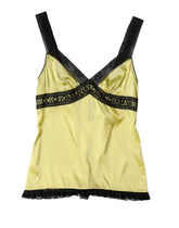 Dolce & Gabbana Yellow Silk Lace Trim Lingerie Top Underwear - IT2 | S