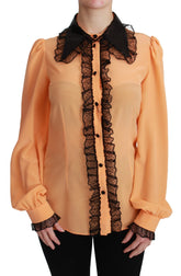 Dolce & Gabbana Yellow Silk Sequin Lace Blouse Shirt - IT36 | XS - Blouses