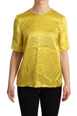 Dolce & Gabbana Yellow Silk Short Sleeve Blouse T-shirt - Blouses