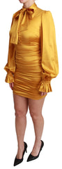 Dolce & Gabbana Yellow Silk Stretch Sheath Bodycon Mini Dress - IT40|S - Dresses