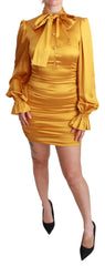 Dolce & Gabbana Yellow Silk Stretch Sheath Bodycon Mini Dress - IT40|S - Dresses
