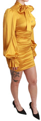 Dolce & Gabbana Yellow Silk Stretch Sheath Bodycon Mini Dress - IT40|S - Dresses