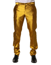 Dolce & Gabbana Yellow Silk Tapered Dress Men Pants - IT50 | L - Trousers