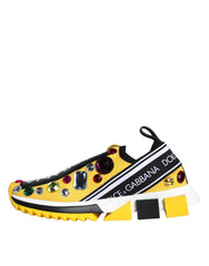 Dolce & Gabbana Yellow Sorrento Crystals Sneakers Womens Shoes - EU35/US4.5