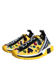 Dolce & Gabbana Yellow Sorrento Crystals Sneakers Womens Shoes - Sneakers