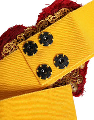 Dolce & Gabbana Yellow Stretch Wide Waist Heart Embellished Belt - IT40|S - Belts