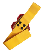 Dolce & Gabbana Yellow Stretch Wide Waist Heart Embellished Belt - IT40|S - Belts