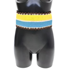 Dolce & Gabbana Yellow Striped Wide Waist Raffia Belt - 65 cm / 26 Inches - Belts