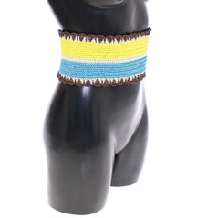 Dolce & Gabbana Yellow Striped Wide Waist Raffia Belt - 65 cm / 26 Inches - Belts