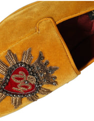 Dolce & Gabbana gule fløjl DG hjerte loafers - EU42/US9