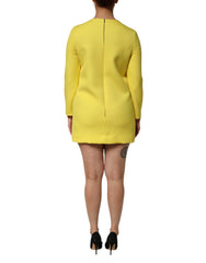 Dolce & Gabbana Yellow Viscose Acetate Mini Long Sleeve Dress - IT40|S - Dresses