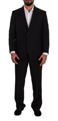 Domenico Tagliente Black Polyester Single Breasted Formal Suit - IT51 | L - Suits