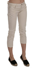Dondup Beige Cotton Stretch Low Waist Skinny Cropped Capri Jeans - W29 - Jeans