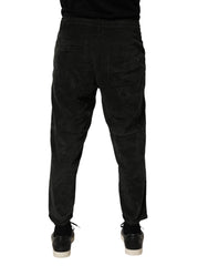 Dondup Black Mid Waist Cropped Corduroy Men Trouser Pants - W38 - Trousers