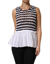 Dondup White Black Knitted Round Neck Sleeveless Tank Top - IT44 | L