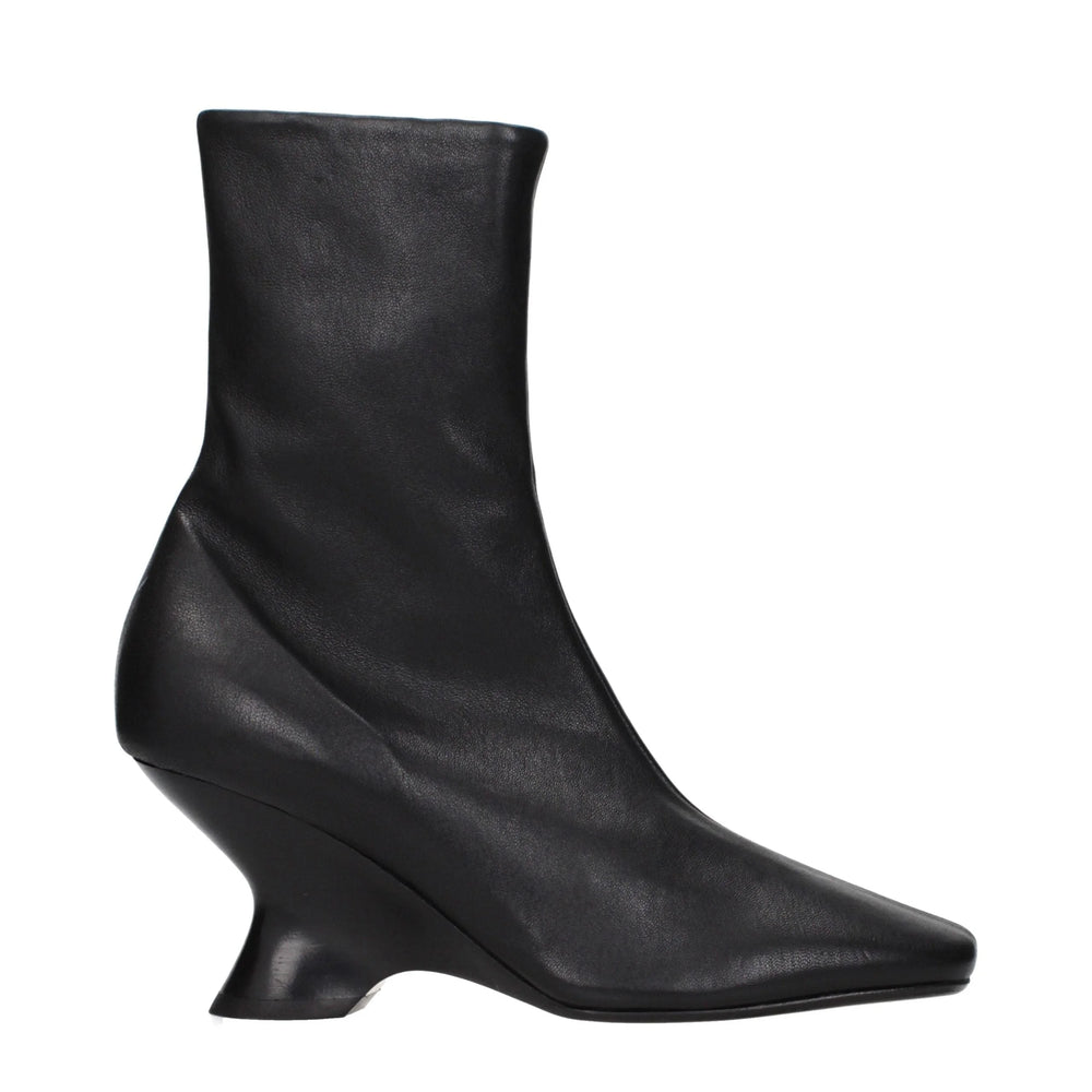 Dries Van Noten Black Leather Ankle Boots