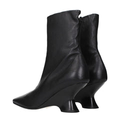 Dries Van Noten Black Leather Ankle Boots
