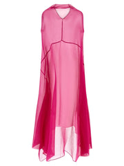 Dries Van Noten Fuchsia Silk Midi Dress - S