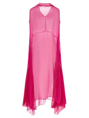 Dries Van Noten Fuchsia Silk Midi Dress - S